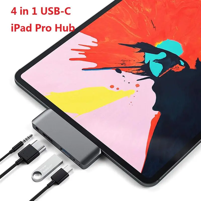 Adaptador de concentrador de red USB tipo C para móvil, con USB-C, PD, 4K, HDMI, USB 3,0 y Jack de auriculares de 3,5mm para IPad Pro y tableta