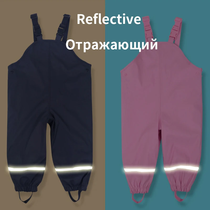 Непромокаемые комбинезоны из искусственной кожи для мальчиков; теплые флисовые комбинезоны для девочек; ветрозащитные детские непромокаемые штаны; спортивные зимние детские комбинезоны; бархатные брюки