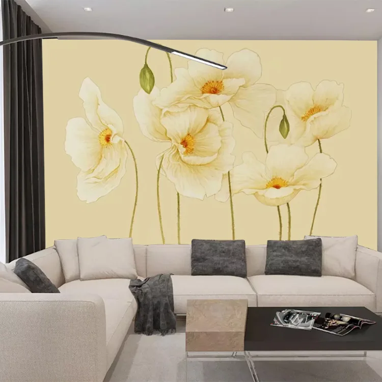

3D Mural Minimalist Modern Hand-Painted Flower TV Background Wallpaper Living Room Sofa Seamless Non-woven Wallpaper