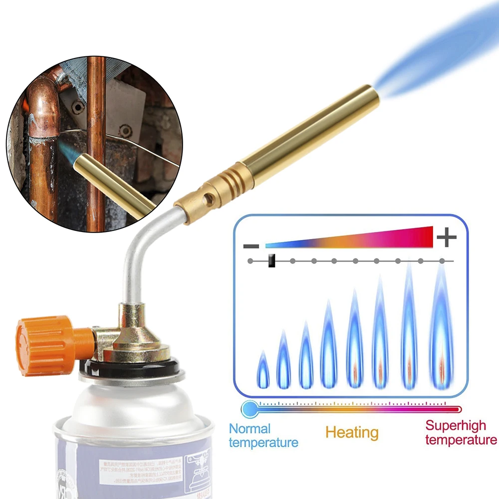 Portable Butane Burner Welding Gas Torch Flame Gun Brazing Flamethrower Outdoor Camping Bbq