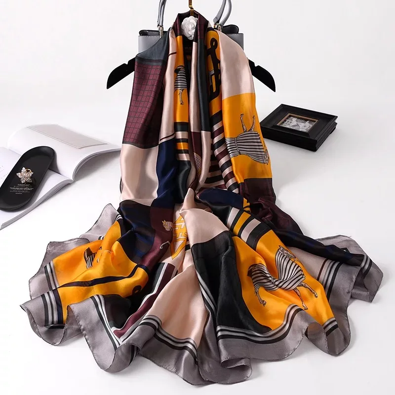 2021 классический сетчатый женский шелковый шарф женские шарфы женская Пляжная