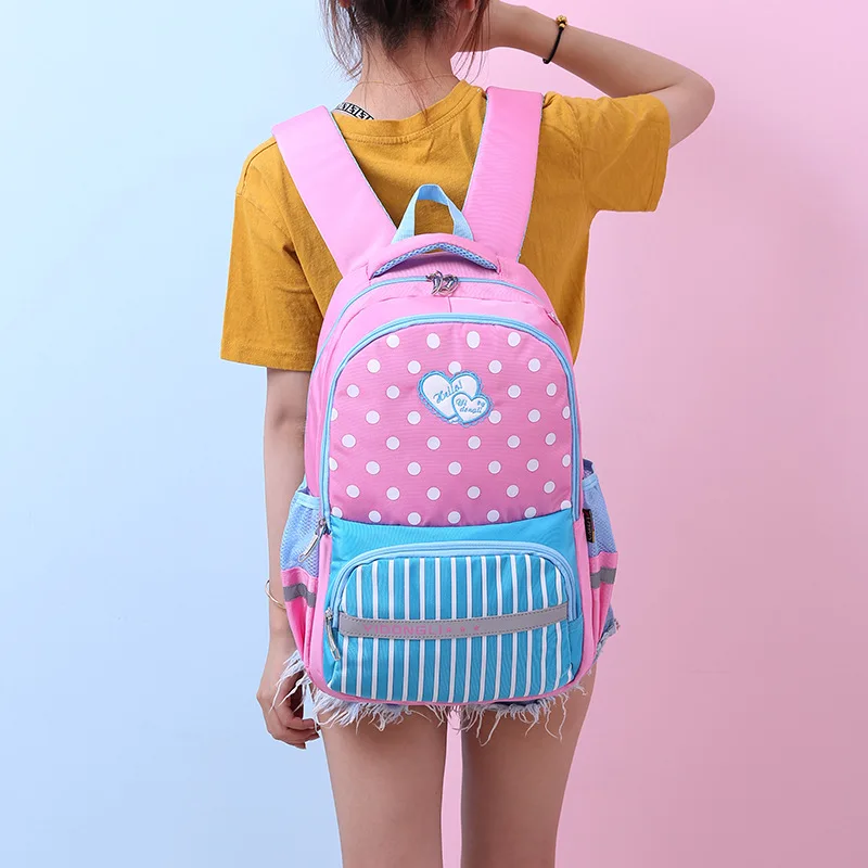

High Density of Waterproof CHILDREN'S Rucksack Solid Color Embroidered Third Grade Or above School Bag University Style
