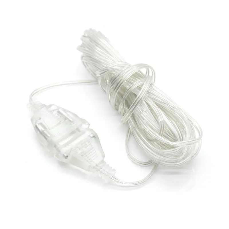 3M Power Garland Extension Lengthened Line Cable EU/US Plug Extender Transparent Wire For Christmas Lights Wedding Decoration