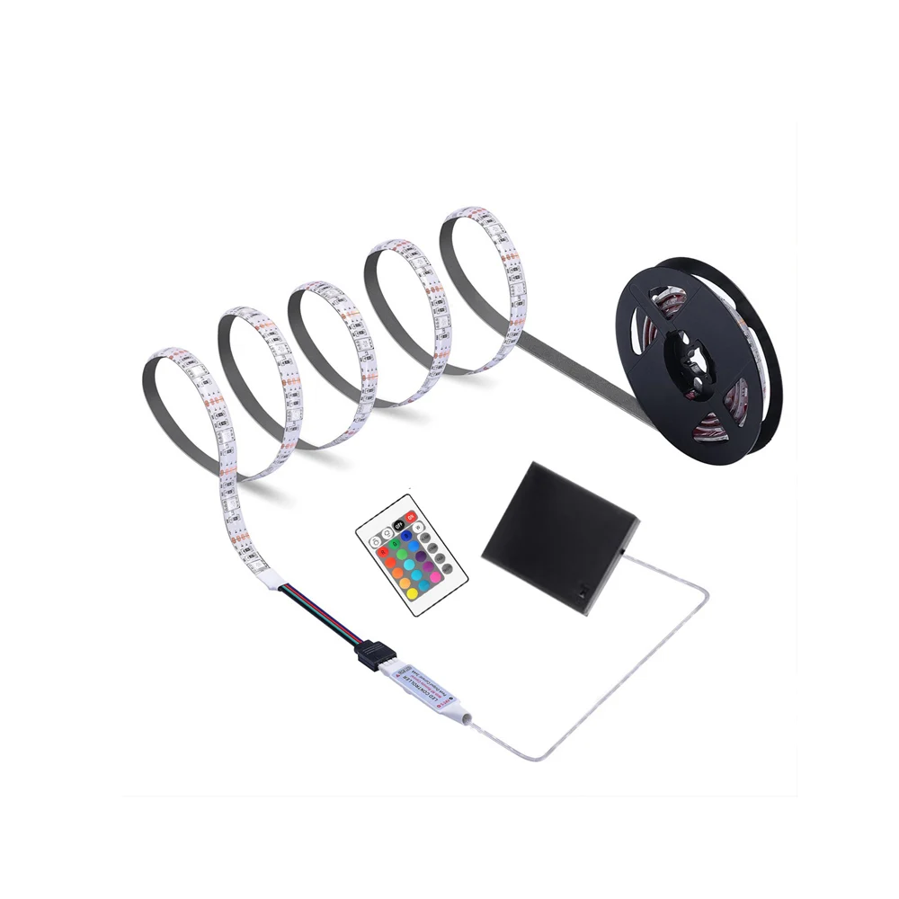 1M-3M USB 5V 5050 RGB LED Flexible Strip Light TV Background Kit 24 Key Remote