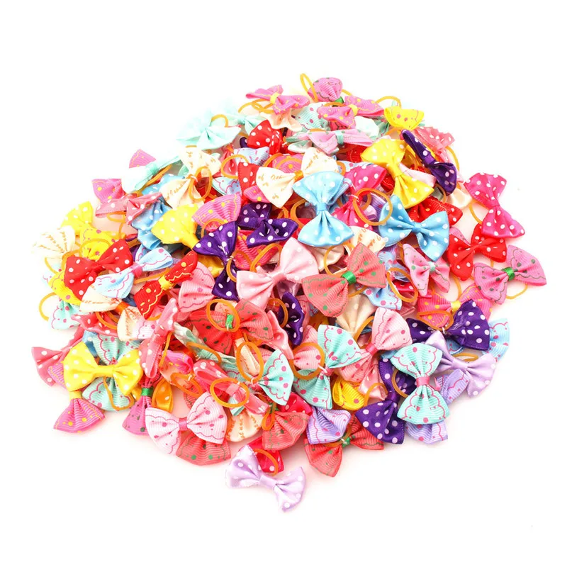 

3pcs/6pcs New Various Style Pet Dog Bows Pet Hair Bows Rubber Bands with Diamond Dog Bow Grooming Supplies Wholesale