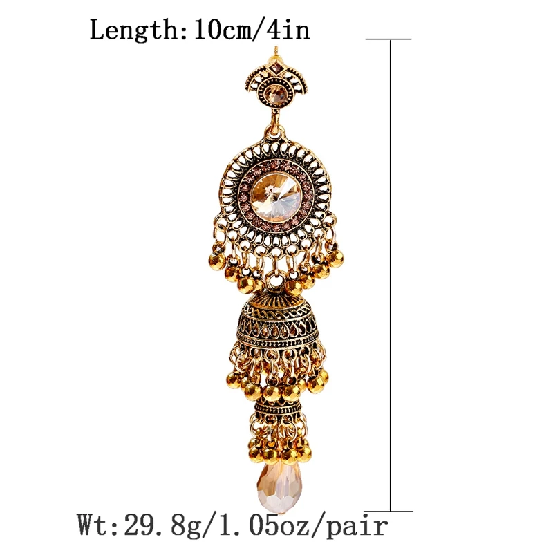 Retro Gold Earrings Indian Jewelry For Women 2019 Geometric Boho Long Bell Tassel Statement Wedding Vintage Earrings