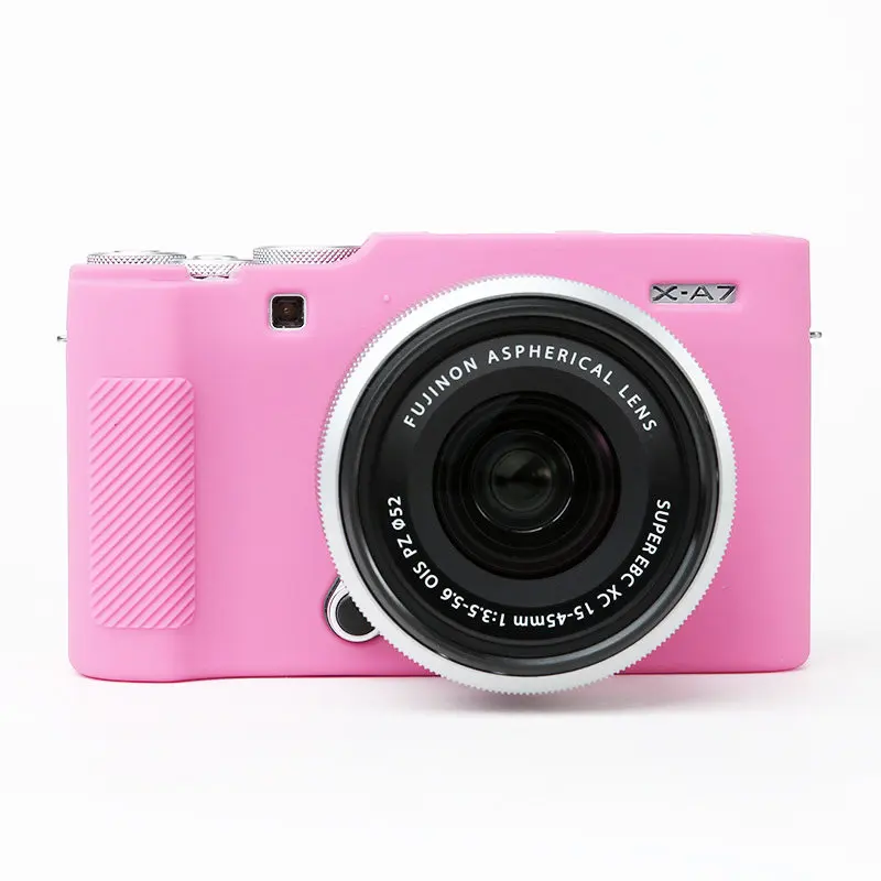 Pink Силиконовая кожа брони чехол корпус протектор для Fujifilm X-A7 XA7 камеры только - Цвет: Pink
