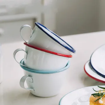 

Wide Mouth Enamel Cup Cute Little Teacup For Home Kitchen Tableware Coffee Cup For Children
