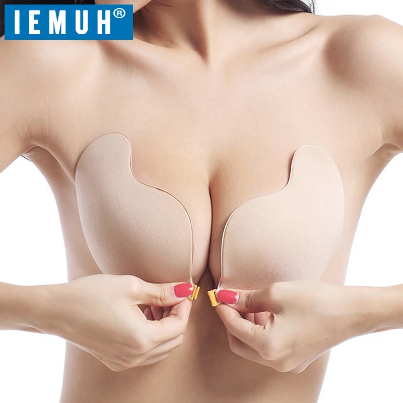 

IEMUH Sexy Lingerie Women Push Up Silicone Mango Bra Self Adhesive Seamless Strapless Front Closure Gel Invisible Bras