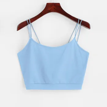 

2020 Fashion Trend Blue Workout Tank Top Womens Summer Tops Casual Sexy Solid CropTop Strap Tank Tops S-XL top negro mujer 50*