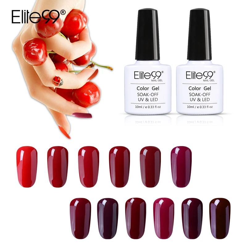 Best Chance for  Elite99 10ml Wine Red Color UV Nail Gel Polish Manicure Soak Off Nail Gel Varnish Hybrid Semi Perma