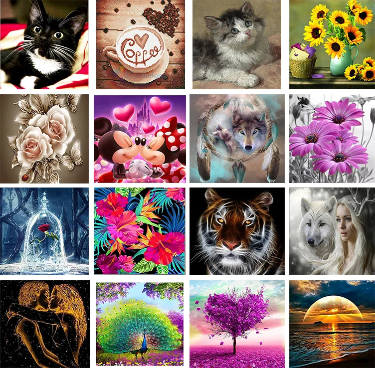 CW/_ KF/_ Full Drill DIY Animal 5D Diamond Painting Embroidery Cross Wall Art Deco