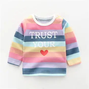 

ZWY350 New Children's Clothing Cotton Long-sleeved T-shirt Korean Version Cute Tops Tee Underwear Soft Casual Bottoming Shirt