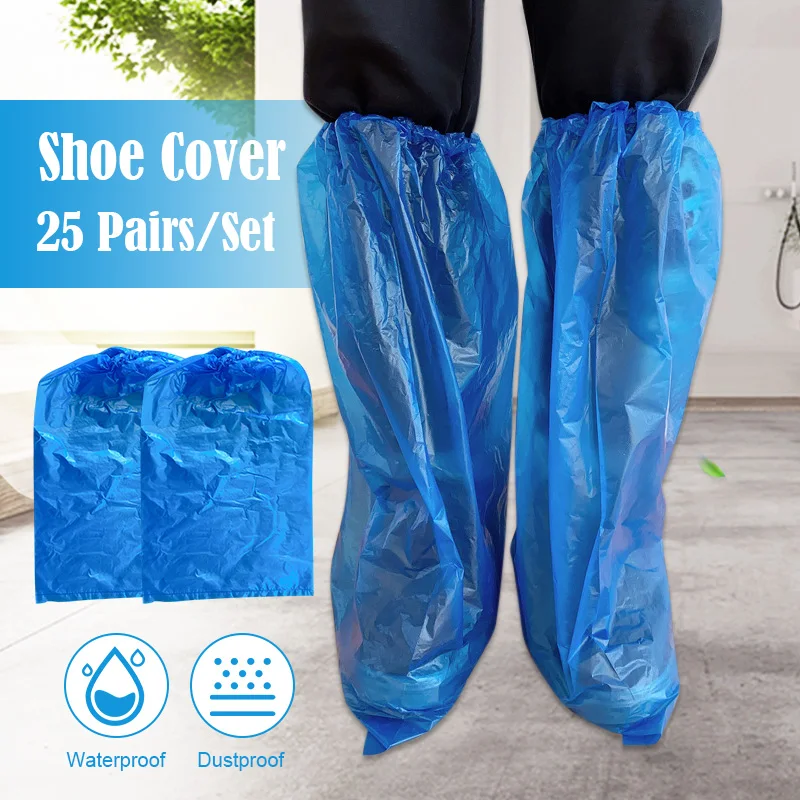 

25pairs Long Boot Cover Disposable Shoe Covers Thicken Overshoes Non-Slip Universal KQS8