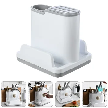 

1Pc Stoarge Rack Plastic Convenient Multifunction Practical Utensil Rack Chopping Board Stand Chopsticks Rack for Home