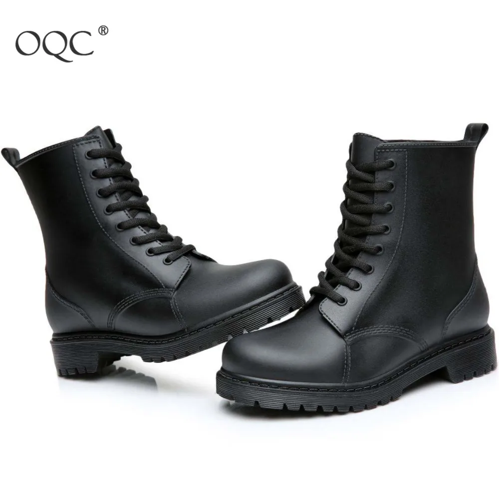 

New Autumn Winter Mid Heel Martin Boots Men Waterproof Leather Casual Round Toe Short Tube Boots Wild Style Flat Ankle Boots D20