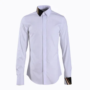 

Cloth Element Collar Gold Spell Splicing Men Shirt Long Sleeve Men's Wear Brand Shirt Male