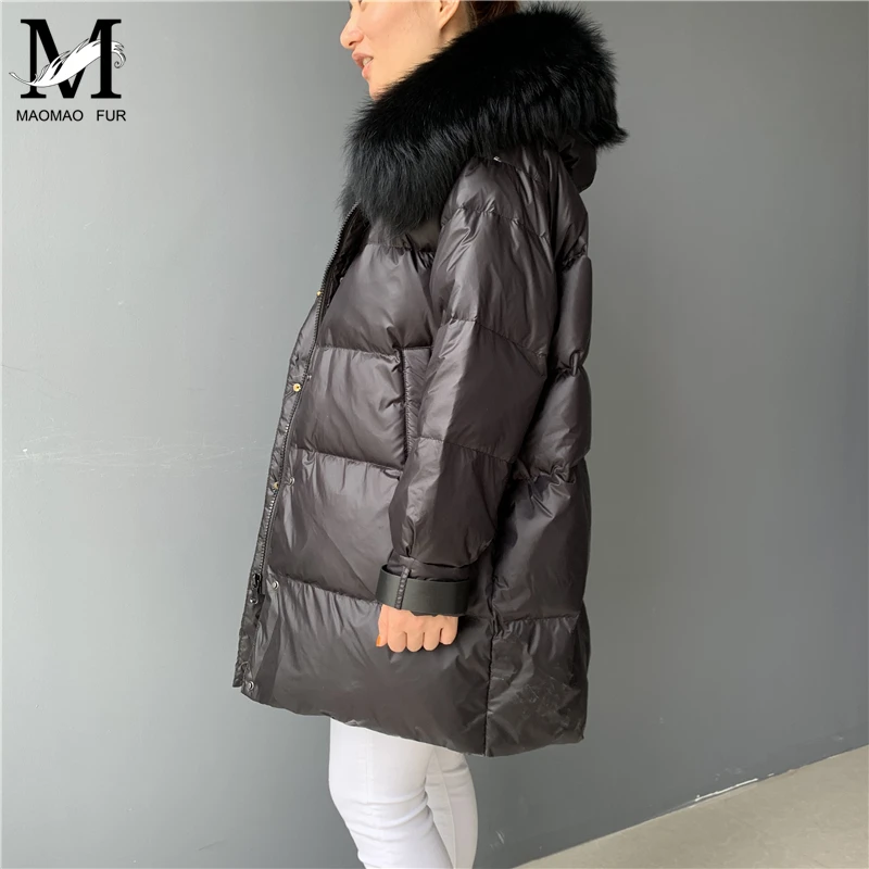 MAOMAOFUR женская зимняя куртка пуховик Воротник из натурального меха теплая парка