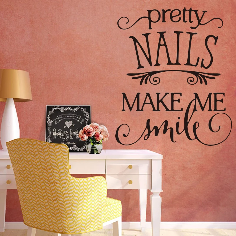Красивые ногти Make Me Smile Nail Beauty Salon Наклейка на стекло стену Модный маникюр Макияж