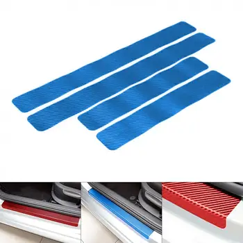 

4pcs Universal Carbon Fibre Car Doorsill Bumper Scratch Strip Anti Kick Protect Sticker with Small Scraper