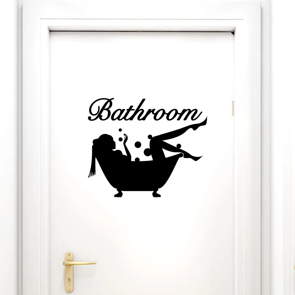 Bathroom Wall Sticker Removable Art Vinyl Mural Home Room Toilet Door Vinyl Decal Transfer Vintage Decoration Quote Art