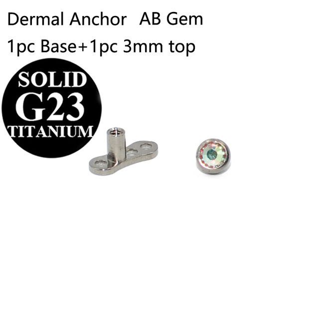 G23 Titanium Micro Dermal Anchor Skin Diver Flat CZ Gem Fashion Dermal Piercings Surface Piercing Stud Body Piercing Jewelry