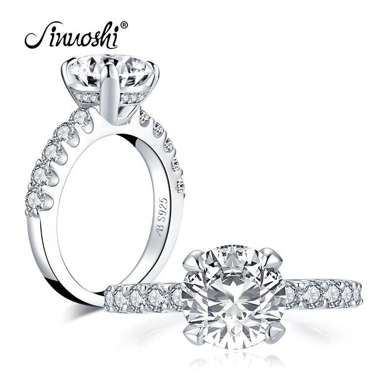 AINUOSHI 925 пробы серебро 2.65ct круглая огранка Halo обручальное кольцо имитация бриллианта Свадебные 9,0 мм свадебные ювелирные кольца подарок