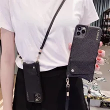 Кредитная карта кожаный ремешок для кошелька Кроссбоди Длинная цепочка чехол для телефона для Iphone 11 pro XR XS Max 6S 8 7 plus Роскошный чехол