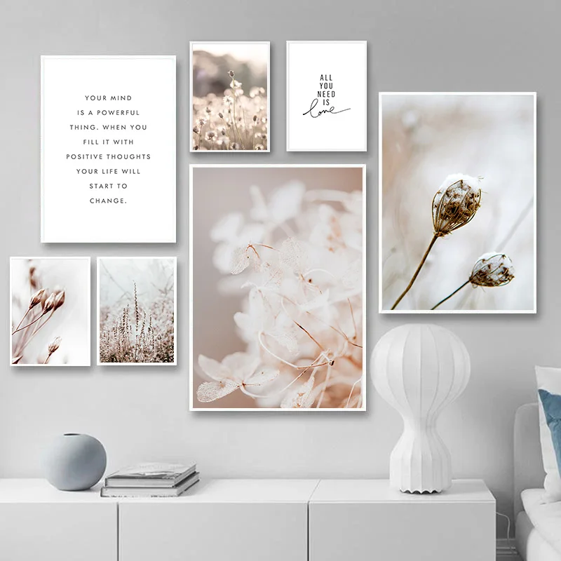 

Home Decoration Simlpe Poster Scandinavian Style Plant Flower Canvas Painting Winter Landscape Botanical Print Wall Art Picture