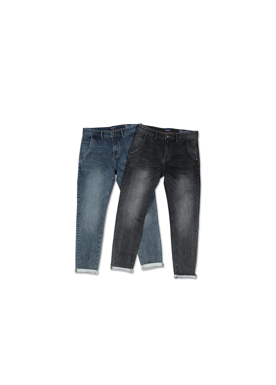 SIMWOOD осень зима новые потертые черные джинсы мужские маленькие эластичные джинсовые брюки размера плюс брендовая одежда SI980581
