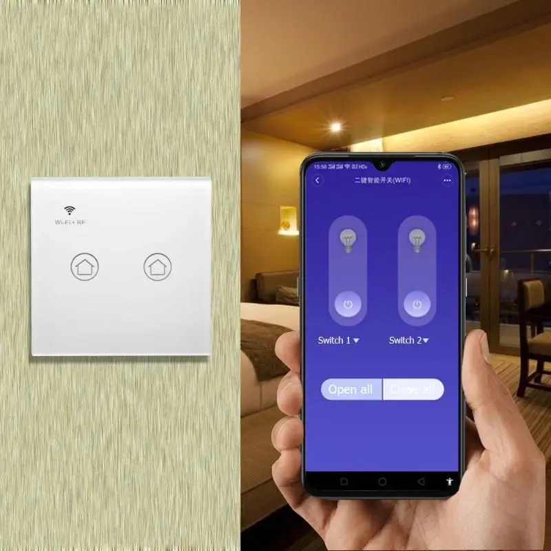 WiFi умный настенный переключатель сенсорной панели дистанционного управления со смартфоном, совместимый с iOS и Android