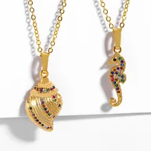 Boho ים חוף קונכיות תליון שרשרת לנשים קולייר נשי כוכב ים Shell Cowrie רב שכבתי תכשיטי שרשרת(China)