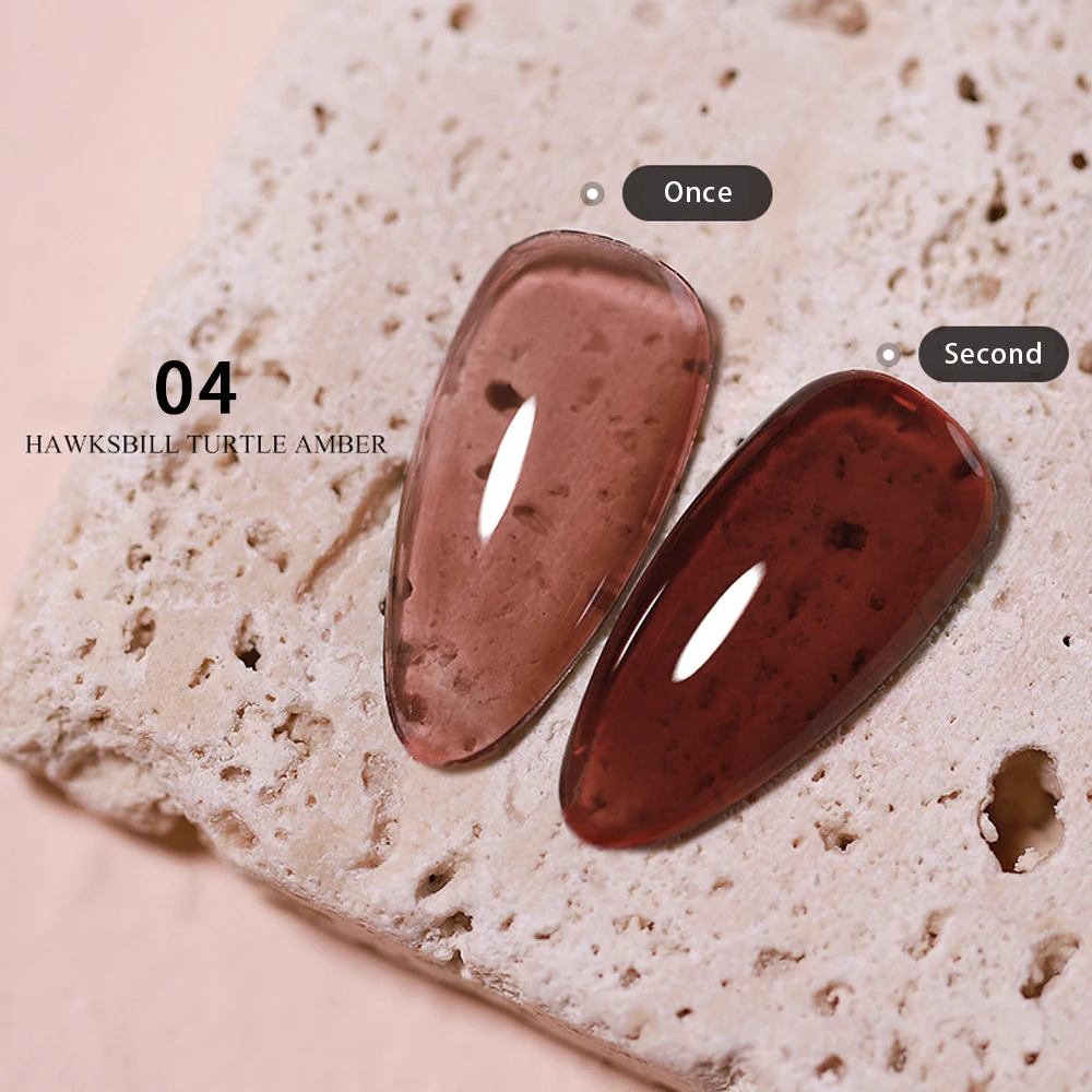 Vendeeni Tortoiseshell Glass Gel Nail Polish Semi Permanent UV Gel Nail Polish Soak Off Milk Tea Caramel Gel Amber Varnishes 5