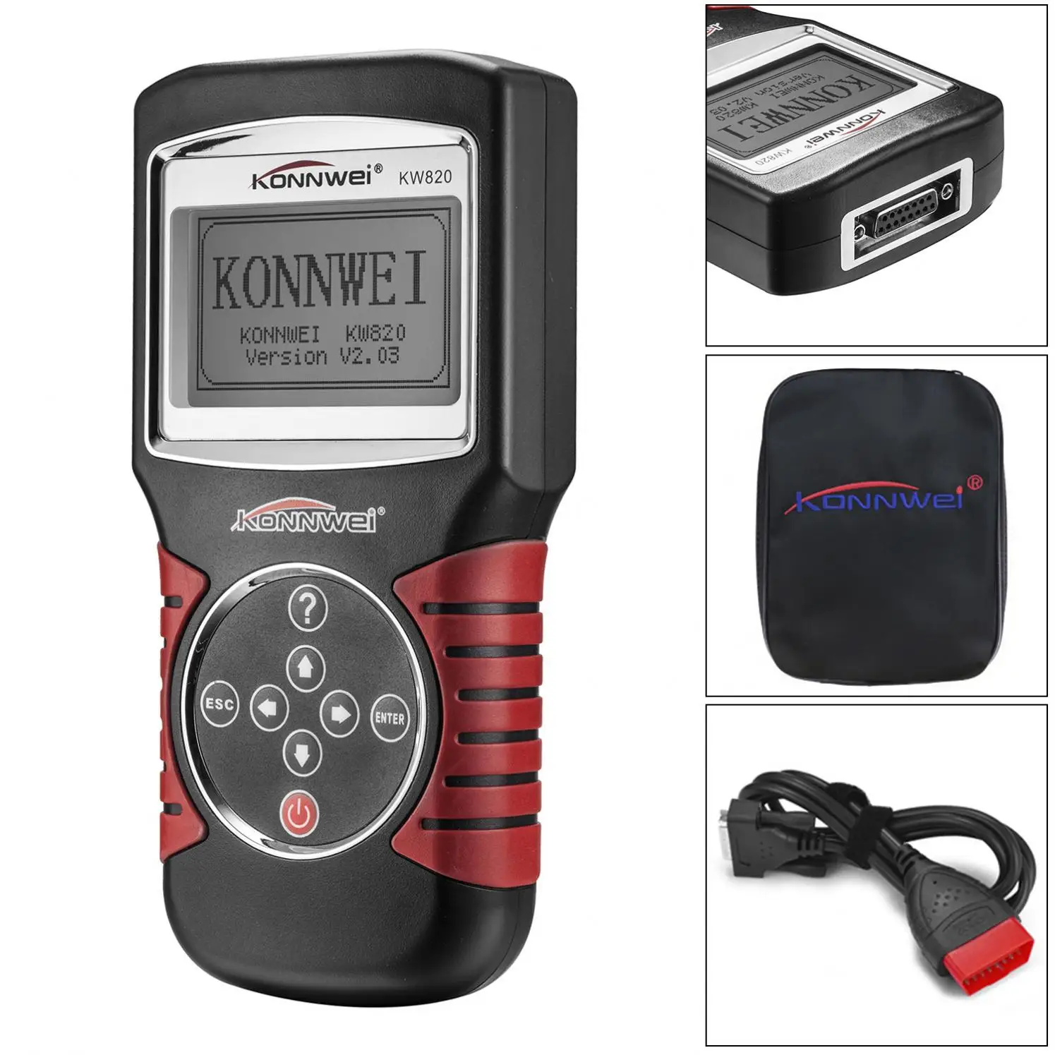 

KONNWEI KW820 OBD 2 ODB 2 Automotive Scanner Errors Code Reader Full Diagnostic Tools support Five Languages