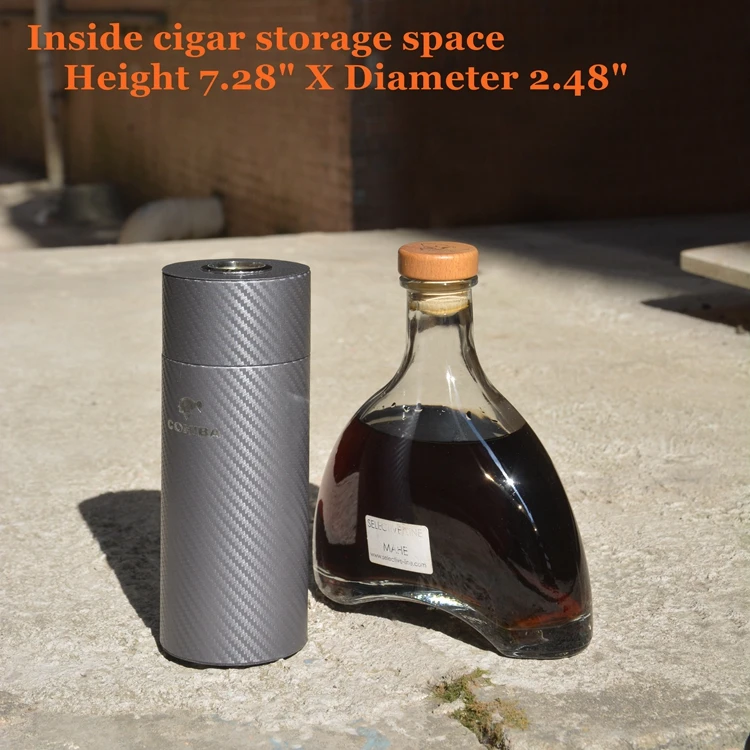 Чехол для сигар COHIBA, карбоновое волокно, дерево кедра с подкладкой, трубка, мини, для путешествий, с увлажнителем для сигар, гигрометр для сигарет, стиль жизни