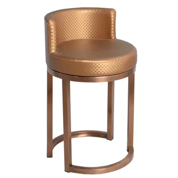 

Round Jewelry Chair Titanium Chair Optical Shop Cashier Counter Chair Stainless Steel Bar Chair with Backrest Seat