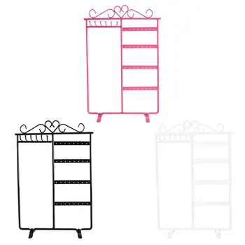 

32 Hole 6 Hook Jewelry Stand Earring Bracelet Necklace Jewellery Display Holder Black White Pink