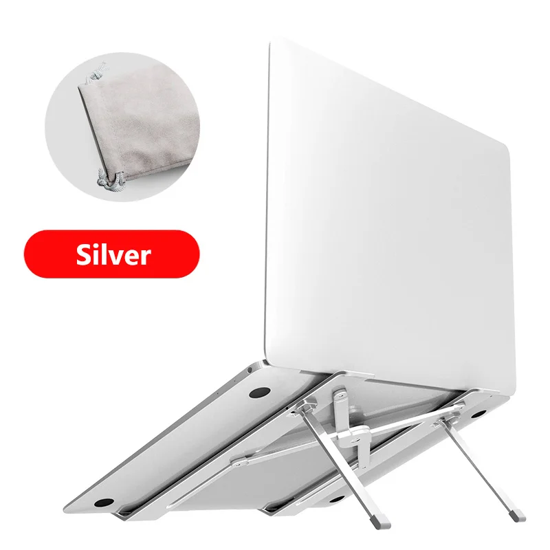 Silver Портативная подставка для ноутбука, складная подставка для ноутбука Macbook Air Pro retina, подставка для ноутбука из алюминиевого сплава, охлаждающий кронштейн для компьютера - Цвет: Silver