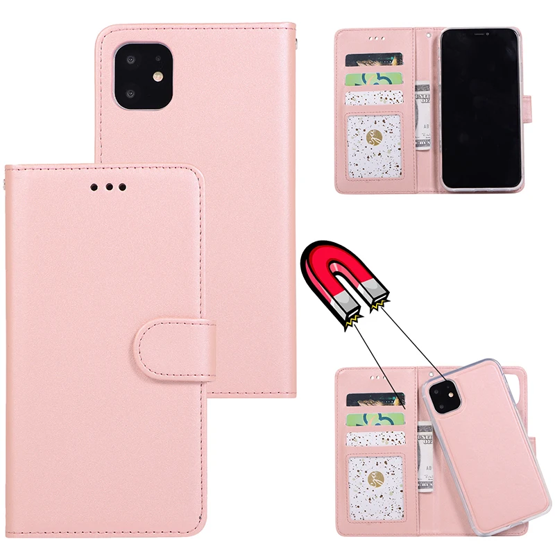 Съемный магнитный кожаный чехол-бумажник 2 в 1 для iPhone 11 Pro Max XS XR X 8 7 6 6S Plus, ретро съемный чехол со слотом для карт