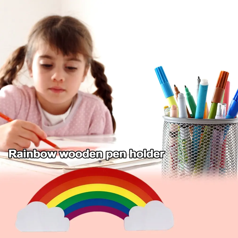 

Ins Style Rainbow Wooden Pen Holder Small Toy Storage Box Cosmetic Storage Box Exquisite Workmanship Functional Exquisite
