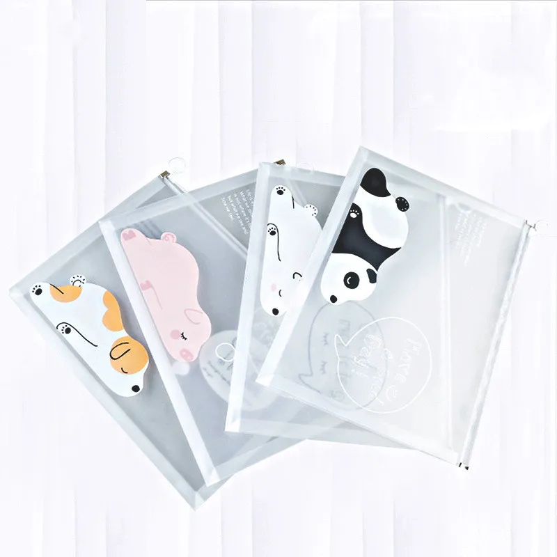 2/4pc waterproof multi-functional transparent document cartoon A4 document bag storage box office school stationery file bag office folder binder folder