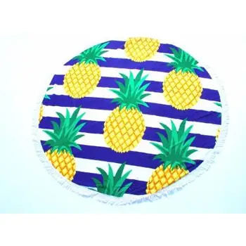 

Terry round towel for beach, 150 cm (pattern: Sea pineapples), арт.3124