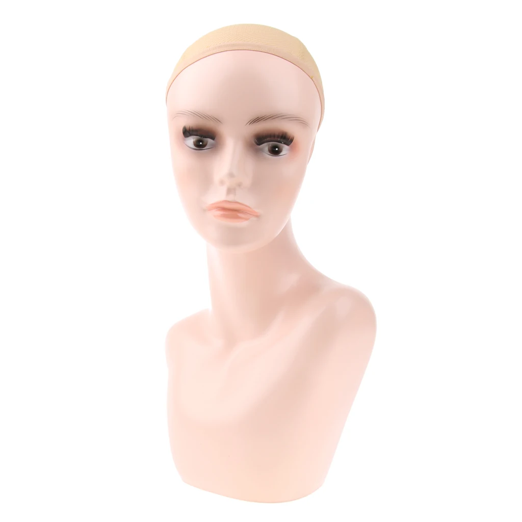 1 Piece Bald Female Mannequin Head, Scarf Hat Cap Wigs Glasses Display Model Head With Wig Net Cap, White Skin