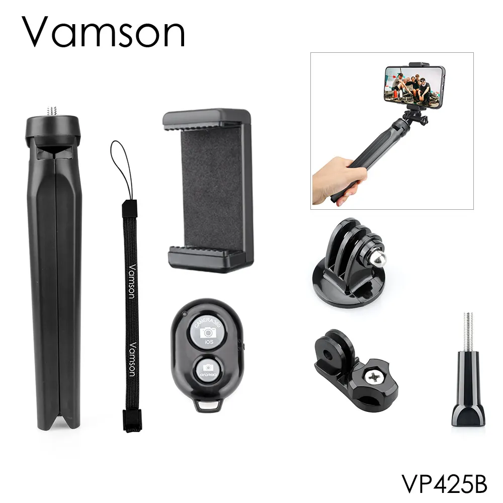 VP425B Vamson мини селфи Штатив для iPhone XR 8X7 6s Plus Bluetooth селфи палка ручной монопод для xiaomi для huawei VP425 - Цвет: VP425B
