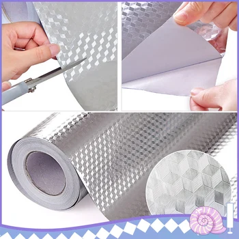 

Aluminum Foil Sticker Waterproof Aluminum Foil Self Adhesive Wallpaper Kitchen Sticker DIY Home Decoration 40*100 cm Room Decor