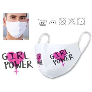 

Reusable GIRLPOWER feminist symbol double layer hygienic mask