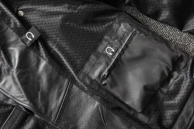 ABOORUN Men's Genuine Cowhide Leather Jacket Black Slim Motorcycle Biker Real Leather Jacket for Male R3291
