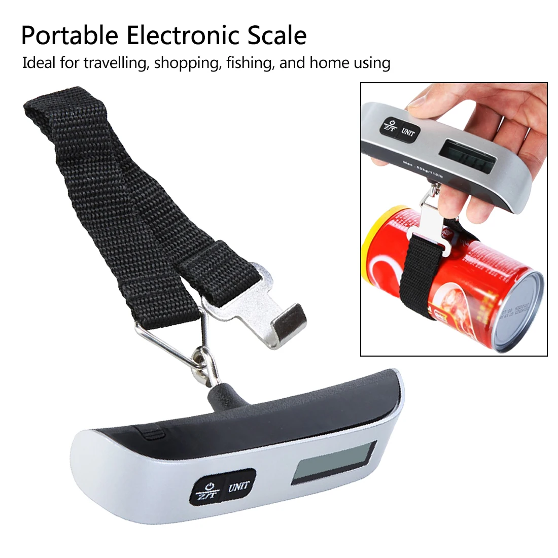 

50kg/110lb Digital Electronic Luggage Scale Portable Suitcase Scale Handled Travel Bag Weighting Fish Hook Hanging Scale