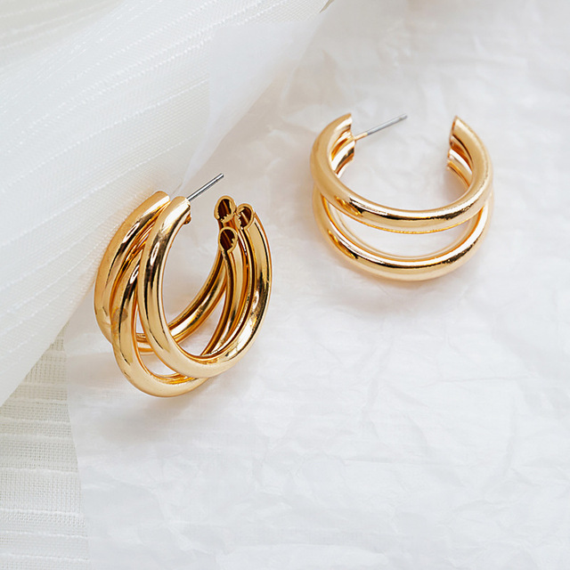 Hollow Chain Hoop Earrings For Women Gothic Geometric Gold Earrings Punk Statement Circle Earring Brincos Jewelry Girl