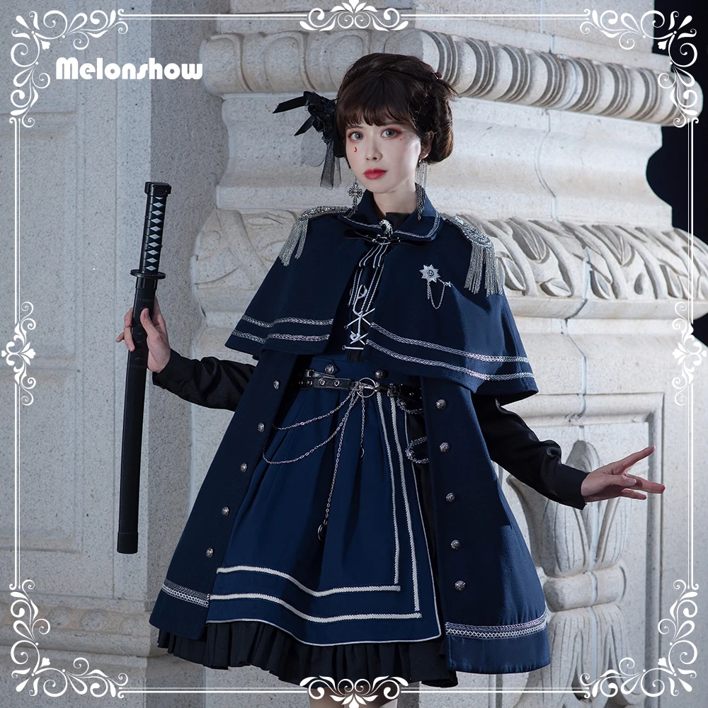 Melonshow女性軍事マントロリータ岬ブループラスサイズロリータトップかわいい服ゴシックドレス女の子 Lolita Dresses Aliexpress